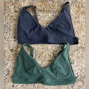 Aerie Navy + Green Swim Tops